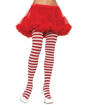 Red White Striped Tights Adult Halloween Accessory, 1 Size, Standard (6-12)