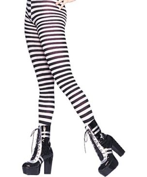 Black White Striped Tights Adult Halloween Accessory, 1 Size, Standard (6-12)